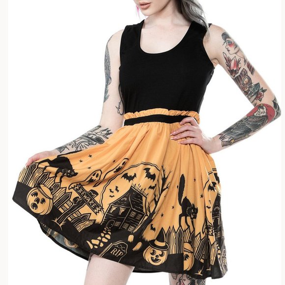 Sourpuss Dresses & Skirts - Haunted House Dress Halloween Goth NWT Sourpuss